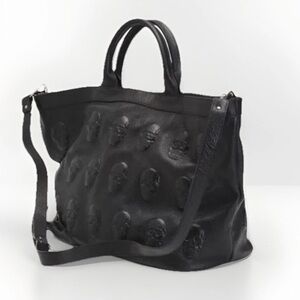 IO Pelle Italia ART Moousse 550 Nero Leather Skull Crossbody Handbag Purse Black
